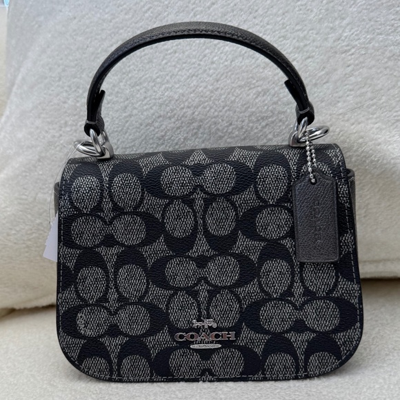Coach Lysa Top Handle Bag In Signature Canvas  Silver/Gunmetal - Picture 1 of 12